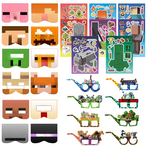 IFHDO Game Maske Kinder, Kostüm Kinder, Charakter Themenparty Set, 12 Stück Masken, 8 Brillen, 16 Aufkleber, für Geburtstagsparty, Verkleidungen, Rollenspiele IFHDO Game Maske Kinder, Kostüm Kinder, Charakter Themenparty Set, 12 Stück Masken, 8 Brillen, 16 Aufkleber, für Geburtstagsparty, Verkleidungen, Rollenspiele von IFHDO