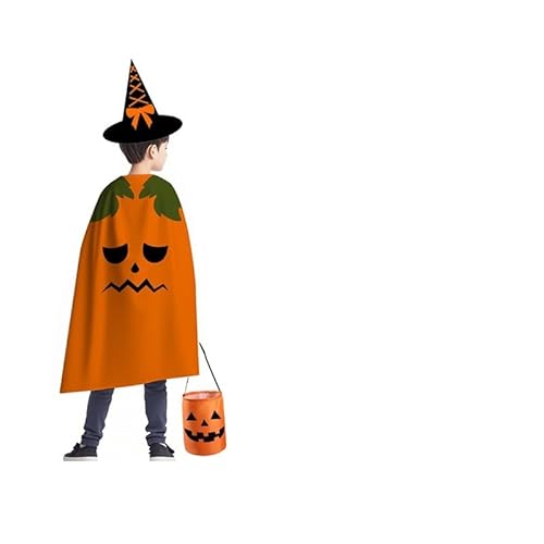IFHDO Halloween Umhang Kinder, Kürbi Umhang Kinder, Kürbi Umhang mit Hut, Cape und Hut Tüte süßigkeiten Set, Erwachsene Vampir Kostüm Halloween Cosplay von IFHDO