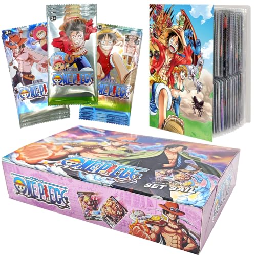 OnfePiecgre Karten 180 OnhePiesbce Sammelkarten Karten mit Kartenalbum OnaePiecewe Cartoon Karte, Kartenspiel Booster Pack Solitaire Card Box Geburtstagsgeschenk Für Anime Enthusiasten Fans von IFHDO