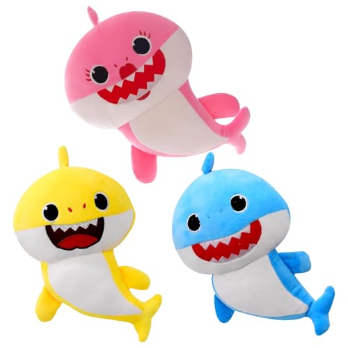 IFHDO Shark Plüschtier, 3PCS Shark Weiche Stoffpuppe Plüschpuppe Stofftier Spielzeug Plüschtiere Doll Gefüllte Puppen Stoffpuppe Cartoon Kuscheltier Plüschkissen für Jungen und Mädchen (20CM) von IFHDO