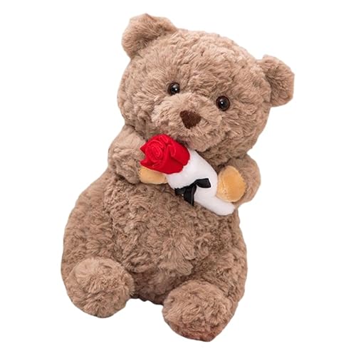 Plüsch-Bär, 25CM Bear Rose Plush Toy, Teddybären Stofftier Spielzeug ,Rosenbär Cartoon Kuscheltier Plüsch,Ted-dy Plüsch Stofftier Geburtstags Geschenke für Mädchen Kinder Liebhaber Valentinstag Braun Plüsch-Bär, 25CM Bear Rose Plush Toy, Teddybären Stofftier Spielzeug ,Rosenbär Cartoon Kuscheltier Plüsch,Ted-dy Plüsch Stofftier Geburtstags Geschenke für Mädchen Kinder Liebhaber Valentinstag Braun von IFHDO