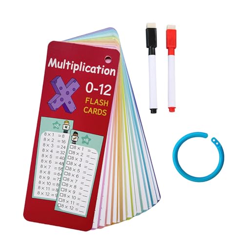 IGEAIIE Times Table Lernkarten 0–12, Multiplikations-Lernkarten mit 2 trocken abwischbaren Markern, pädagogische Mathematik-Lernkarten für Kinder, Klassenzimmer und Heimschule von IGEAIIE