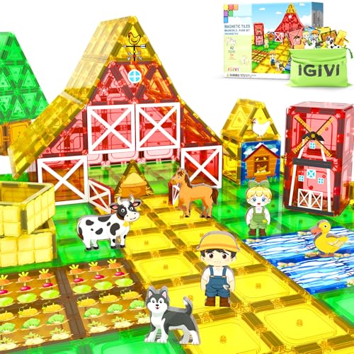 IGIVI Magnetische Fliesen, Bauernhoftier-Spielzeug, magnetische Bausteine für Kinder ab 3 Jahren, sensorisches Spielzeug, kreatives Geschenk für Kinder IGIVI Magnetische Fliesen, Bauernhoftier-Spielzeug, magnetische Bausteine für Kinder ab 3 Jahren, sensorisches Spielzeug, kreatives Geschenk für Kinder von IGIVI