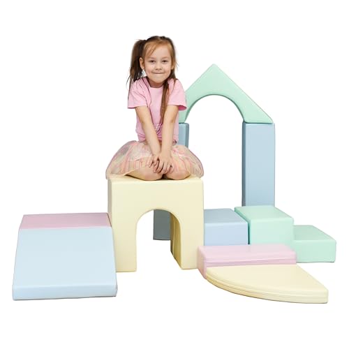 IGLU Soft Play 10 XL Softbausteine Schaumstoffbausteine Riesenbausteine Bauklötze Spielbausteine Pastel Farben (helles Pastell) von IGLU SOFT PLAY