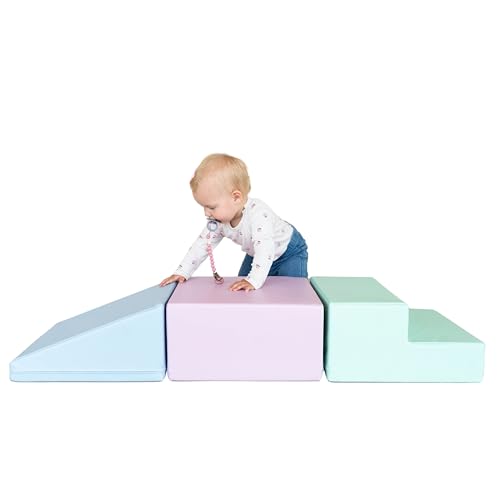 IGLU SOFT PLAY Set mit 3 Schaumstoffblöcken für die Motorik für Babys weich riesig aus Schaumstoff (Pastel) von IGLU SOFT PLAY