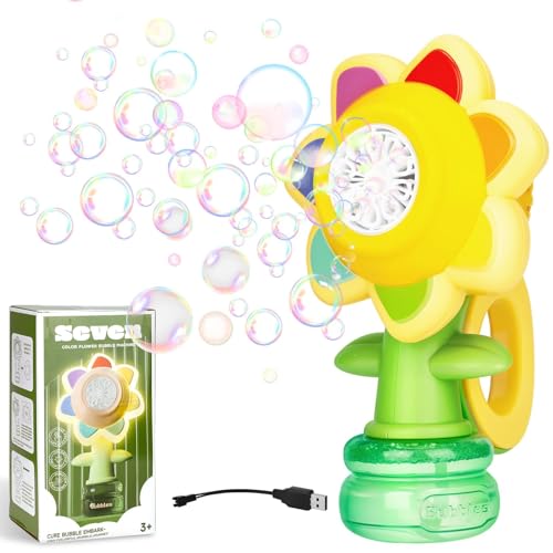 IGUGI Seifenblasenmaschine für Kinder,Sonnenblume Seifenblasenmaschine mit Wiederaufladbare Akku und Seifenblasenlösung,Tanzende/Glühende/Blasen 3-Betriebsmodi,Automatische Bubble Maschine IGUGI Seifenblasenmaschine für Kinder,Sonnenblume Seifenblasenmaschine mit Wiederaufladbare Akku und Seifenblasenlösung,Tanzende/Glühende/Blasen 3-Betriebsmodi,Automatische Bubble Maschine von IGUGI
