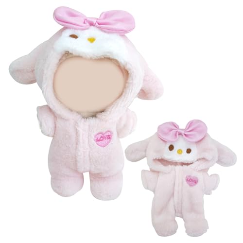 IGXX 17cm Puppenkleider Set – Weiches Plüsch Outfit Rosa für 17 cm Puppen | Baby Puppenkleider & Niedliches Mini-Hasen Monster Puppen Stoff | Geschenk für Mädchen (Ohne Puppe) von IGXX
