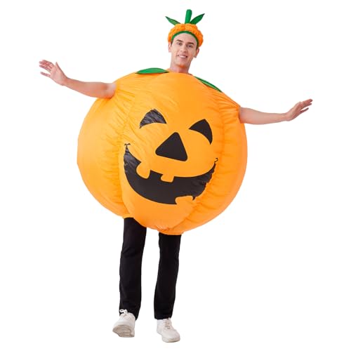 IHGYT HUAYUARTS Aufblasbares Kostüm Kürbis-Kostüm Orange Kostüm Erwachsene Jumpsuit Halloween Cosplay Outfit Geschenk - Orange - Erwachsene von IHGYT