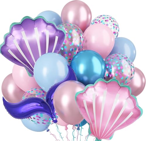 19 Stück Blau Lila Balloons Set, Muschel Folienballon, Helium Ballon, Ozean Geburtstag Luftballons Set, für Mädchen Geburtstagsfeier Ozean Themen Party Hochzeit Dekoration 19 Stück Blau Lila Balloons Set, Muschel Folienballon, Helium Ballon, Ozean Geburtstag Luftballons Set, für Mädchen Geburtstagsfeier Ozean Themen Party Hochzeit Dekoration von IHLOOTD