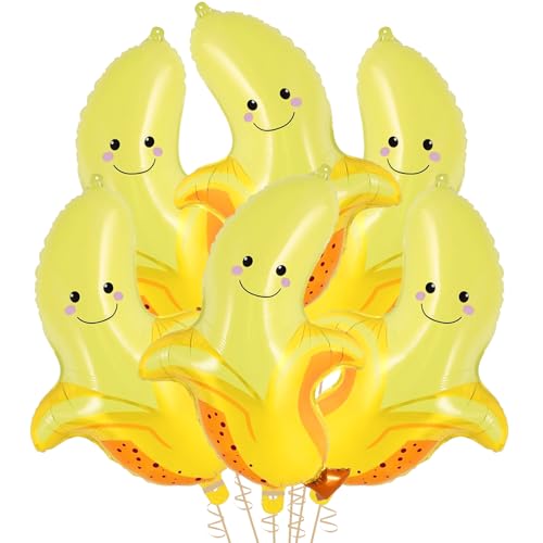 6 Stück Banane Folienballon Frucht Obst Luftballons für Geburtstags Sommer Hawaii Party von IHLOOTD