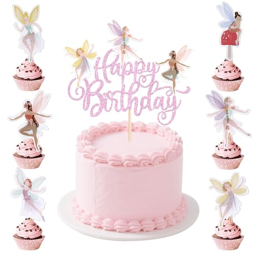 Happy Birthday Fee Tortendeko,37 Stück Feen Geburtstag Deko, Cupcake Topper Feen, Kuchen Deko Fee, Kuchen Deko Mädchen, für Geburtstagsfeiern, Taufen Happy Birthday Fee Tortendeko,37 Stück Feen Geburtstag Deko, Cupcake Topper Feen, Kuchen Deko Fee, Kuchen Deko Mädchen, für Geburtstagsfeiern, Taufen von IHLOOTD