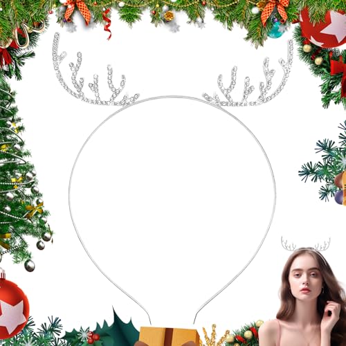 IHLOOTD Rentier Haarreif Weihnachten, Geweih Weihnachtshaarreifen Rentiergeweih Weihnachts Haarreif Kopfschmuck Haarschmuck Weihnachten Party Cosplay Zubehör Foto Requisiten von IHLOOTD