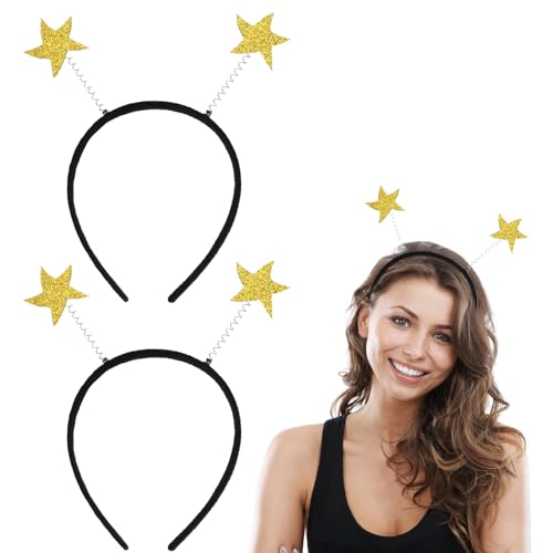 IHLOOTD Sternen Haarreif 2 Stück Silvester Haarreifen Festival Kopfbedeckung Glitzer Silvester Haarschmuck für Foto Requisiten, Neues Jahr, Karneval, Geburtstagsfeier (Gold) von IHLOOTD