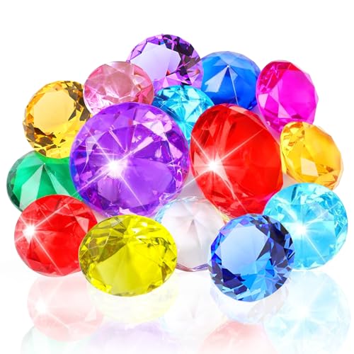 IHLOOTD Tauchjuwel Pool Spielzeug, 15 Stück 6cm Tauch Edelsteine Tauchspielzeug Kinder, Bunte Diamantform Tauchsteine Groß Schwimmspielzeug, für Strand-Schatzsuche und Tauchtraining (B) von IHLOOTD