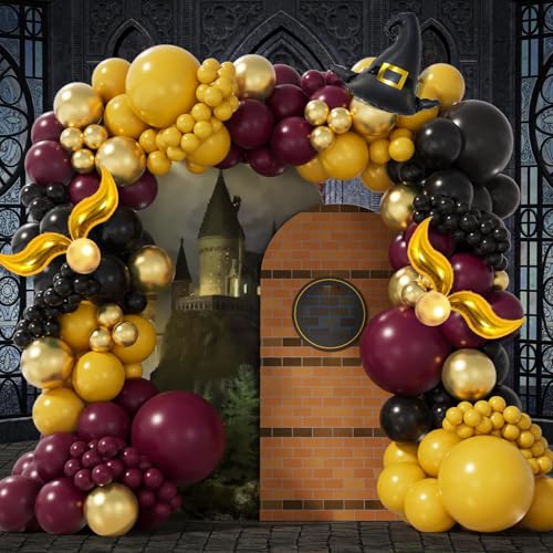 Luftballons Geburtstag Wizard 140 Stück Luftballon Girlande Burgunder Gelbe Schwarz Gold Helium Ballons für Kinder Geburtstag, Wizard Party, Babyparty Deko Luftballons Geburtstag Wizard 140 Stück Luftballon Girlande Burgunder Gelbe Schwarz Gold Helium Ballons für Kinder Geburtstag, Wizard Party, Babyparty Deko von IHLOOTD