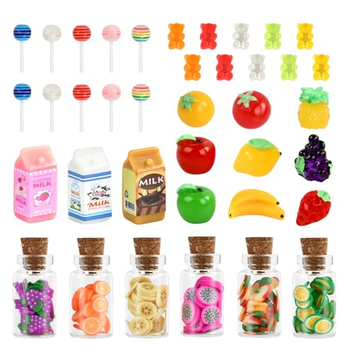 Mini Essen 38 Stück Miniatur Lebensmittel Mini Food Miniatur Lutscher/Obst/Obstscheiben/Gummibonbons/Milch Wichtel Zubehör Puppenstubenzubehör Mini Essen 38 Stück Miniatur Lebensmittel Mini Food Miniatur Lutscher/Obst/Obstscheiben/Gummibonbons/Milch Wichtel Zubehör Puppenstubenzubehör von IHLOOTD
