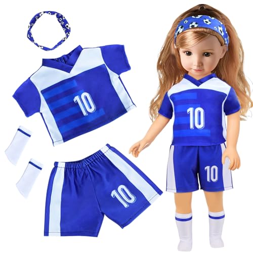 Puppenkleidung Fussbälle 4 Stück Baby Born Fussball Kleidung Nummer 10 Soccer Ball Puppen Kleidung 46 cm (18 Zoll) Sommer Fußball Anziehsachen Puppenzubehör Geschenke für Mädchen von IHLOOTD