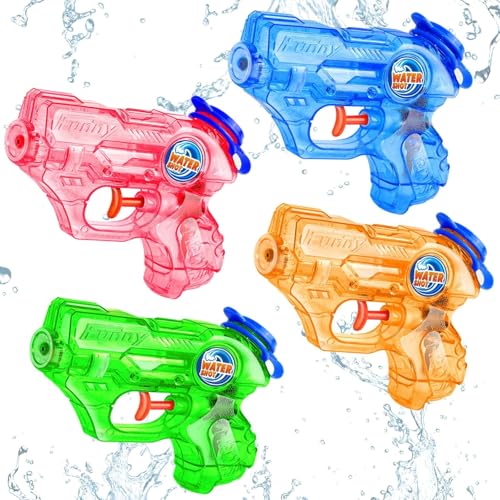 Wasserpistole Klein 4 Stück Kleine Wasserspritzpistole Wasserpistolen Kinder Water Gun Erwachsene für Wasserschlacht Freien Strandparty Sommerpool von IHLOOTD