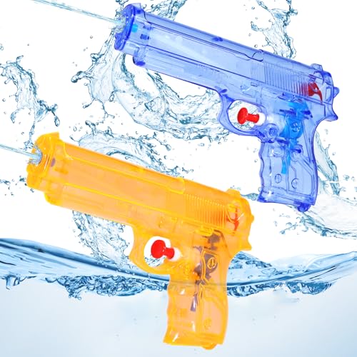 Wasserpistole für Kinder 2 Stück Kleine Wasserspritzpistole Set Blau und Orange Wasserpistolen Mini Wasser Spritzpistole für Sommerpartys, Pools, Gärten, Strände von IHLOOTD