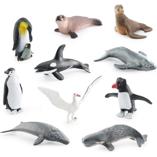 IHLux 10PCS Mini-Meerestierspielzeug,Penguin Toy Cute Figurines,Mini Ozean Meer Tierfiguren Spielzeug,Antarktis Tierfiguren Pinguin Tiere-Figuren Set für Partygeschenke Cupcake Topper Aquarium Deko von IHLux