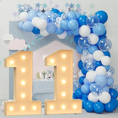 100 Cm Große Figurenballon-Füllbox Mit Lichtern, 10.–19. Geburtstagsballon, Zahlenballonrahmen, Hochzeitsdekoration, Babyparty (Color : 11, Size : 100cm) von IINCOOY