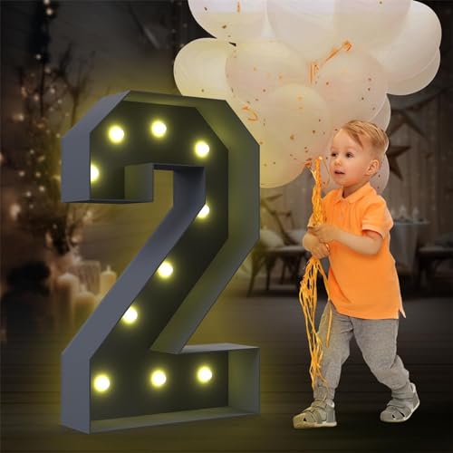 Festzelt, Leuchtender Riesen-Zahlenballon, Füllbox, 1. Geburtstag, Mosaik-Ballonrahmen, Geburtstagsparty-Dekoration (Color : 2, Size : 120cm) von IINCOOY