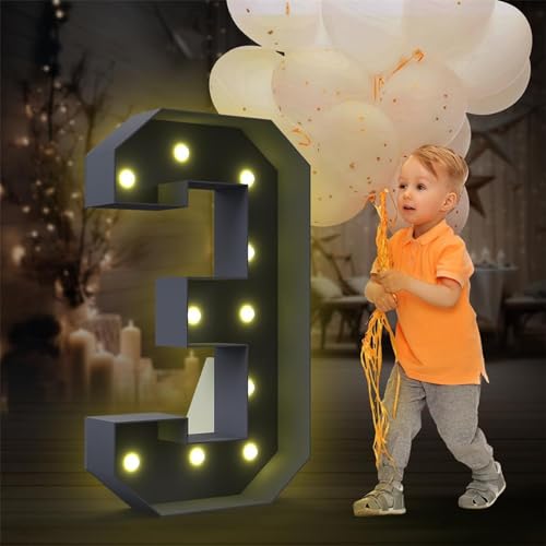 Festzelt, Leuchtender Riesen-Zahlenballon, Füllbox, 1. Geburtstag, Mosaik-Ballonrahmen, Geburtstagsparty-Dekoration (Color : 3, Size : 100cm) von IINCOOY