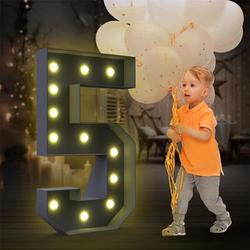 Festzelt, Leuchtender Riesen-Zahlenballon, Füllbox, 1. Geburtstag, Mosaik-Ballonrahmen, Geburtstagsparty-Dekoration (Color : 5, Size : 70cm) von IINCOOY