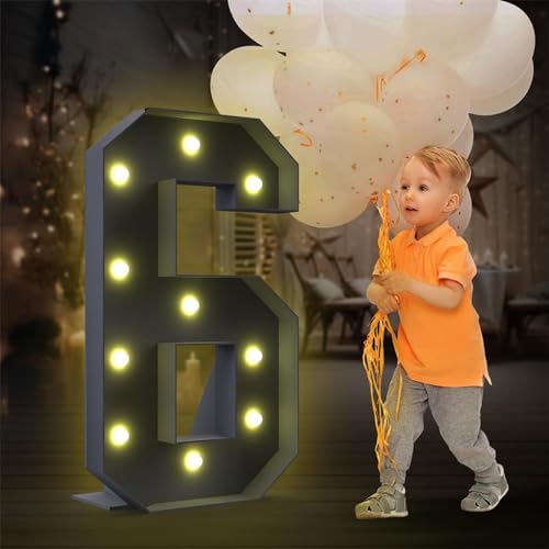 Festzelt, Leuchtender Riesen-Zahlenballon, Füllbox, 1. Geburtstag, Mosaik-Ballonrahmen, Geburtstagsparty-Dekoration (Color : 6, Size : 100cm) von IINCOOY