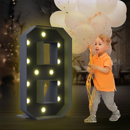 Festzelt, Leuchtender Riesen-Zahlenballon, Füllbox, 1. Geburtstag, Mosaik-Ballonrahmen, Geburtstagsparty-Dekoration (Color : 8, Size : 70cm) von IINCOOY