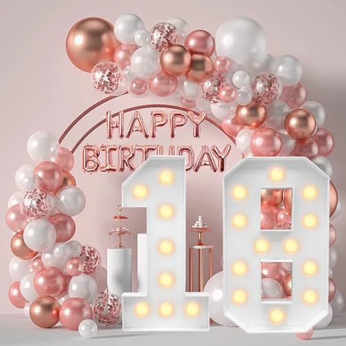 Party-festzelt For 18. Geburtstag, Beleuchteter Riesiger Zahlenballon, Füllbox, Mosaik-ballonrahmen, Geburtstagsparty-dekoration (Color : 18, Size : 100cm) von IINCOOY