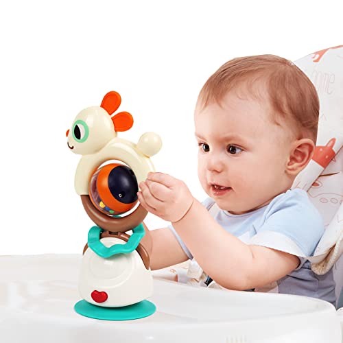 IIROMECI Baby Hochstuhl Spielzeug mit Saugnapf, Baby Rasseln Beißspielzeug Set, sensorische Entwicklung Tablett Spielzeug, Neugeborene Geschenke für 6-12 Monate Babies (Rabbit) von IIROMECI