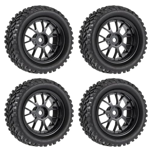 IJOSADON 1,9 Zoll 76 mm Off -Road -Buggy -Reifen- und Radrand Kompatibel mit 1/14 1/16 1/10 Fernbedienungsautos mit Hyper GO 14210 14209 144001 Modelle kompatibel(Tires and Rim 4Pcs) von IJOSADON