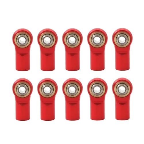 IJOSADON 10Pcs Aluminium M4 20MM Link Spurstangenkopf Kugelgelenk Kompatibel Mit 1/10 Skala RC Crawler Fahrzeuge D110 CC01 Racing Zubehör(10PCS RED) von IJOSADON