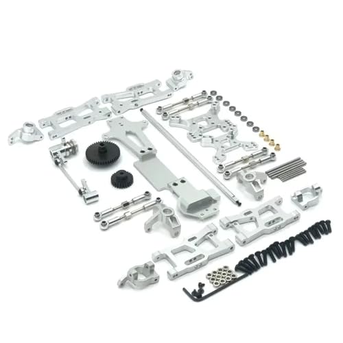 IJOSADON 144001 Kompatibles Metall-Upgrade-Teile-Set, Schwenkarm-Verbindungsstange, Lenkblock Kompatibel mit 1/14 RC-Autozubehör(Silver) von IJOSADON