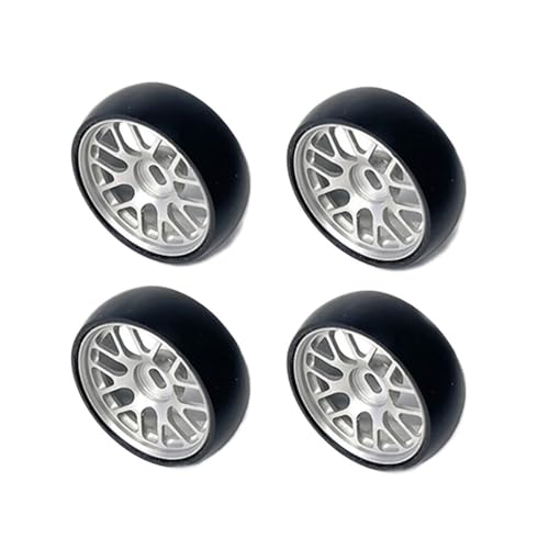 IJOSADON 26,5 mm Metallfelgenreifen Kompatibel mit 1/28 RC-Autos, kompatibel mit verschiedenen Modellen, einschließlich 284131 K969 K979 K989 -Z Silber von IJOSADON
