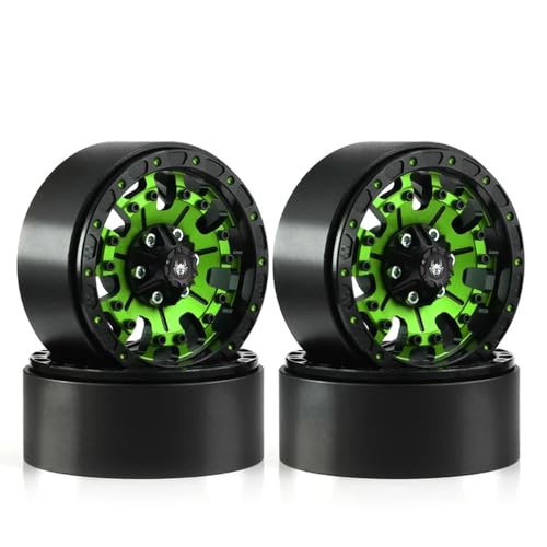 IJOSADON 4 Stück 1,9 Beadlock Felgen CNC Aluminium kompatibel mit 1/10 RC Crawler Cars 90046 AXI03007 VS4-10 Gen8 Rbx10(4PCS Green) von IJOSADON