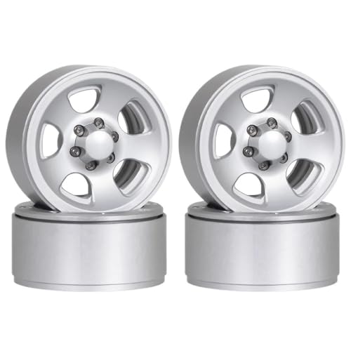 IJOSADON 4 Stück 1,9 Zoll Beadlock-Räder Felge 55 x 26 mm Metall Retro 5 Speichen kompatibel mit 1/10 RC Crawler RR10 von IJOSADON
