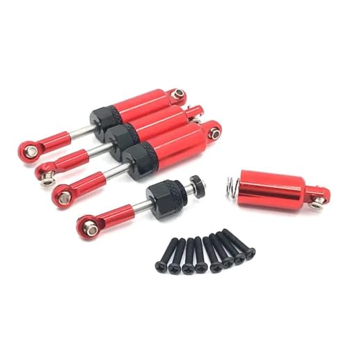 IJOSADON 4 Stück Metall-Öl-Stoßdämpfer-Dämpfer, kompatibel mit RC-Car-Upgrade-Teilen im Maßstab 1:18, Zubehör Kompatibel mit Verschiedene Modelle(RED) von IJOSADON