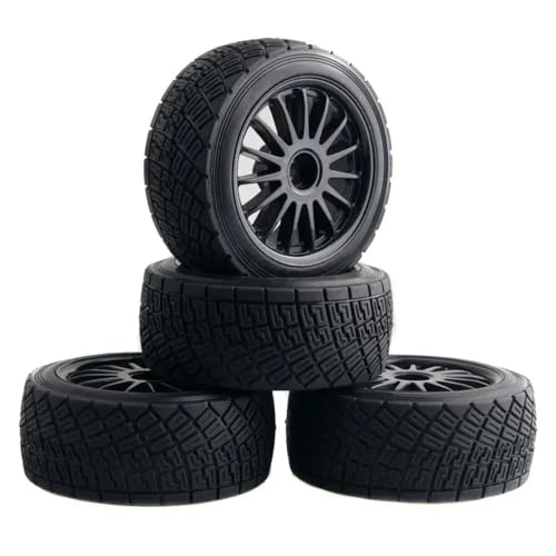 IJOSADON 4PCS 2,2 Zoll Rad Felgen Nabe Und 80MM Reifen Kompatibel mit RC Auto Teile Kompatibel Mit 1/10 Skala Modelle Flux Rally 3,0 110697 94177(Black) von IJOSADON
