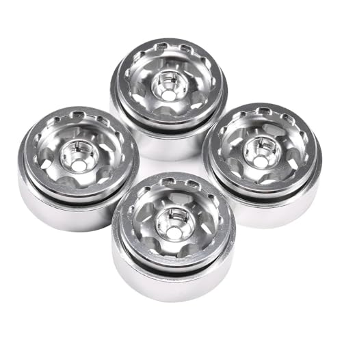 IJOSADON Aluminium 1,0 Zoll Negativ Offset Felge kompatibel mit 1/18 1/24 RC Car Crawler SCX24 Enduro24 Upgrade-Teilen(4PCS Silver) von IJOSADON