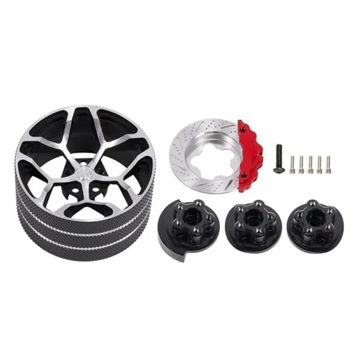 IJOSADON Aluminium-Bremsscheibe-Lenkrad-Upgrade Kompatibel mit TQI NB4 X6 X4 MT44 7PX 4PX RC-Sender-Kompatibilität(Black) von IJOSADON