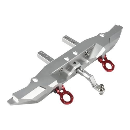 IJOSADON Aluminium CNC Heckstoßstange mit Anhängerkupplung Kompatibel mit 1/10 RC Crawler Autozubehör Kompatible Teile(Silver) von IJOSADON