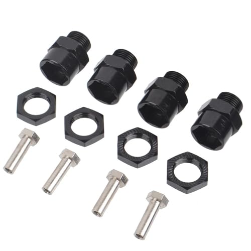 IJOSADON Aluminium Hex Adapter Radnaben Verlängerung Umwandlung Muttern Kompatibel mit 1/10 1/8 RC Auto Buggy Bigfoot Kompatible Modelle(Extension (Black)) von IJOSADON