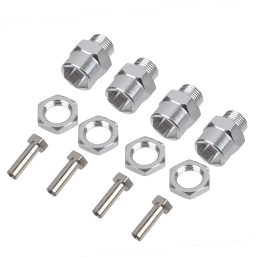 IJOSADON Aluminium Hex Adapter Radnaben Verlängerung Umwandlung Muttern Kompatibel mit 1/10 1/8 RC Auto Buggy Bigfoot Kompatible Modelle(Extension (Silver)) von IJOSADON