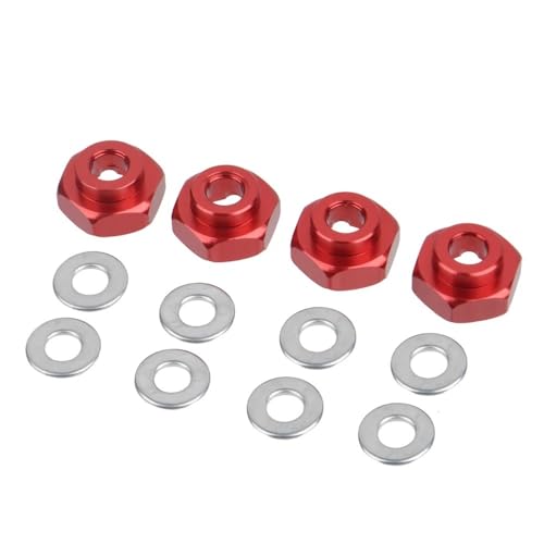 IJOSADON Aluminium Hex Adapter Radnaben Verlängerung Umwandlung Muttern Kompatibel mit 1/10 1/8 RC Auto Buggy Bigfoot Kompatible Modelle(RED) von IJOSADON