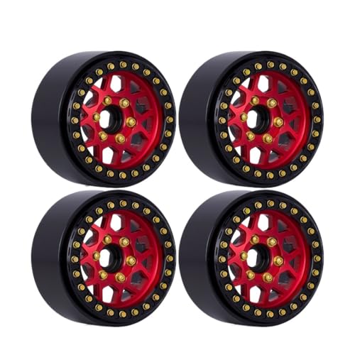 IJOSADON CNC Aluminium 1,9 Beadlock Wheels Felgennabe Kompatibel mit 1/10 RC Crawler, kompatibel mit VS4-10 Gen8 Ersatzteil(RED) von IJOSADON