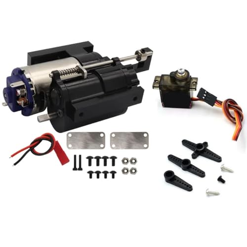 IJOSADON Drei-Generation-Metall-2-Gang-Getriebegetriebe mit Servo, kompatibel mit B1 B14 B24 C14 C24 MN D91 MN96 1/12 RC-Autoteilen(Black with SERVO) von IJOSADON