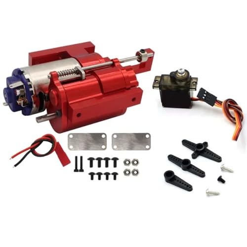 IJOSADON Drei-Generation-Metall-2-Gang-Getriebegetriebe mit Servo, kompatibel mit B1 B14 B24 C14 C24 MN D91 MN96 1/12 RC-Autoteilen(RED with SERVO) von IJOSADON