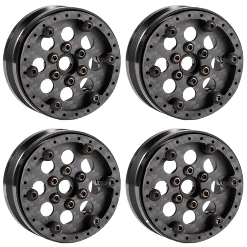 IJOSADON Einstellbare ultraleichte Kohlenstoff-Aluminium 1,9-Perldlock-Räder kompatibel mit 1/10 Skala Offroad-Fahrzeugen VRD VS4-10 Phoenix H10-Optikus-Rigs(Type B) von IJOSADON